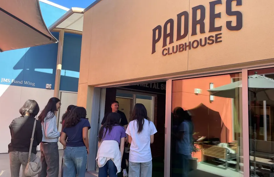 The team arriving at the Padres Clubhouse inside Ronald McDonald House Charities